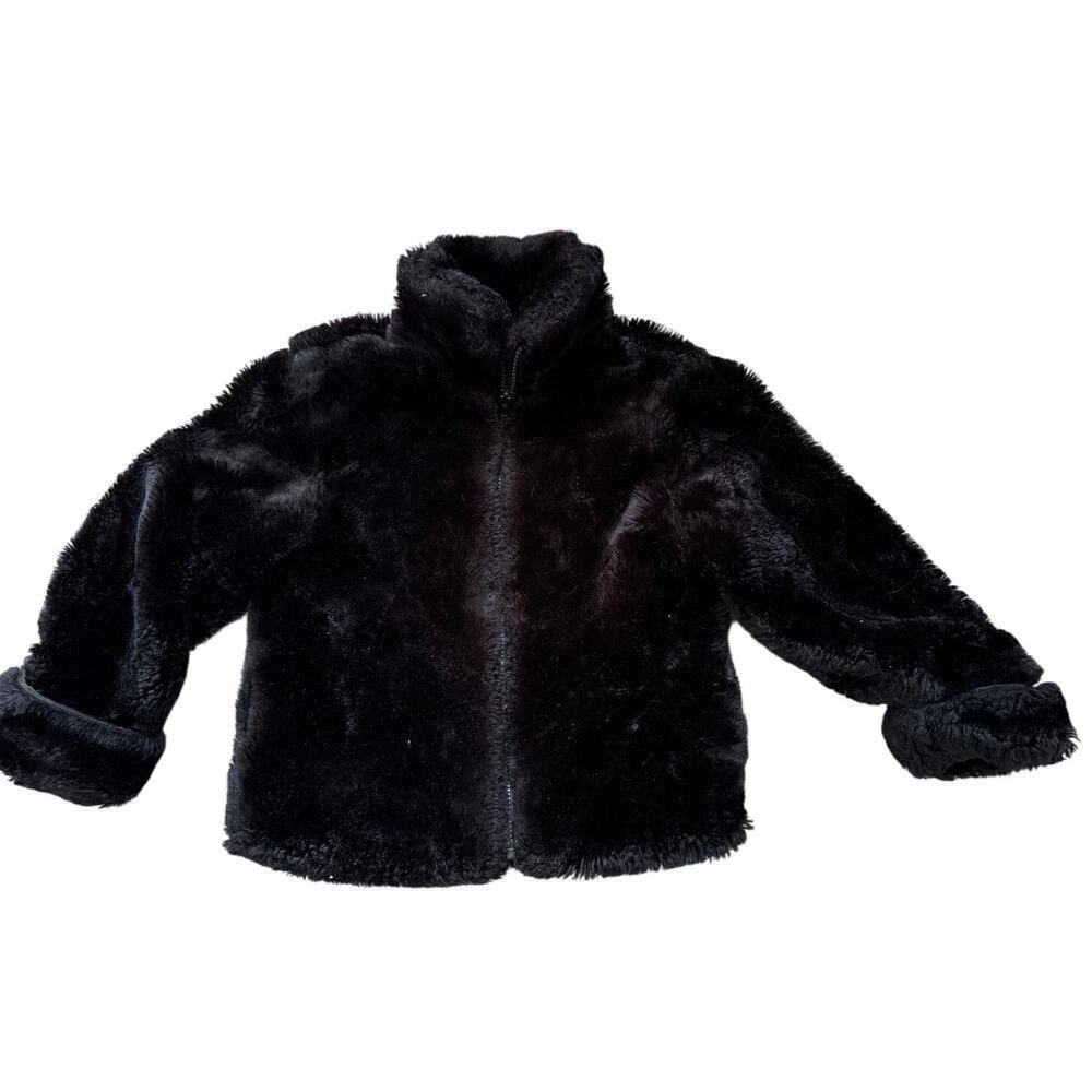 The Gap, Girls size 5/6, Fuzzy, Faux Fur, Black Winter Coat/Sweater